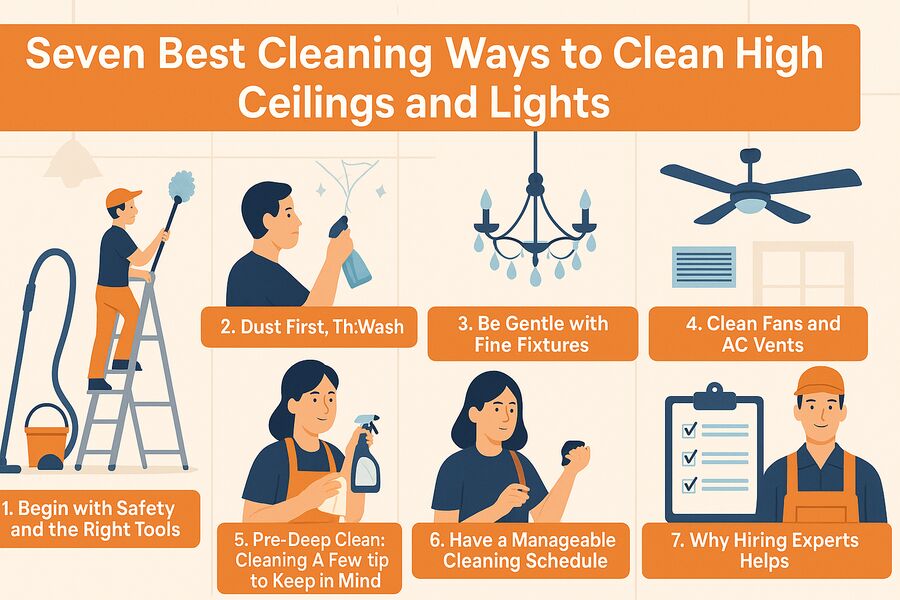 Seven Best Cleaning Ways to Clean High Ceilings and Lights 