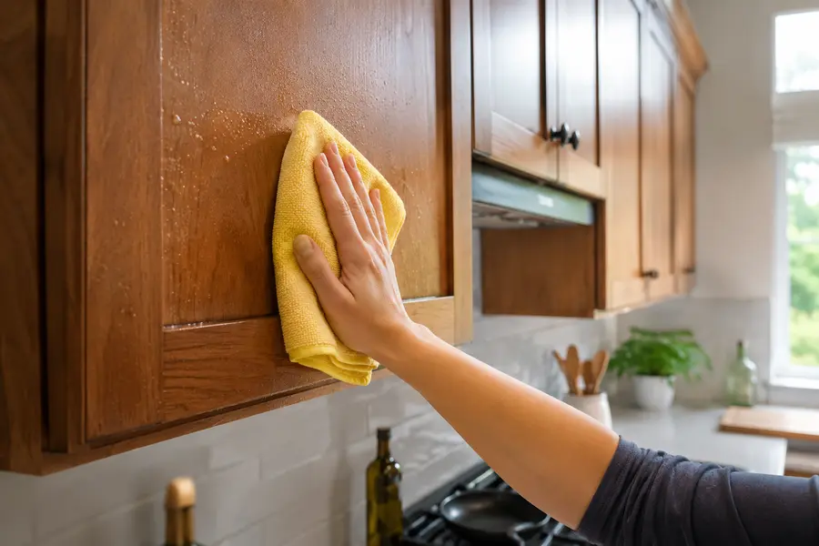 How to Remove Sticky Kitchen Cabinet Grease Easily